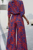 Bat-Wing Sleeve Shirt Wide-Leg Pants Two-Piece Set