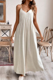 Solid Color Cotton Linen Sleeveless Suspender Dress