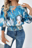 3D Printed Round Neck Lantern Sleeve T-Shirt