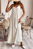 Solid Color Cotton Linen Sleeveless Suspender Dress