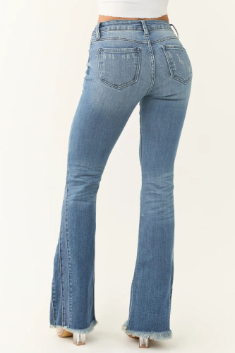 High Waisted Slim Fit Retro Elastic Flared Jeans
