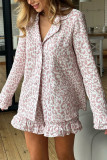 Leopard Print Loose Long Sleeved Shorts Two-Piece Set