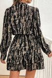 Spring Autumn Wave Point V-Neck Dress