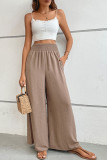 Solid Color Casual Flared Wide Leg Pants