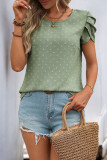 Solid Color Swiss Dot Short Sleeve Shirt