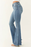 High Waisted Slim Fit Retro Elastic Flared Jeans