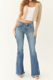 High Waisted Slim Fit Retro Elastic Flared Jeans