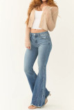 High Waisted Slim Fit Retro Elastic Flared Jeans