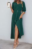 Summer V-Neck Waist Cinched Short Sleeved Dress