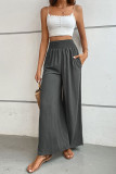 Solid Color Casual Flared Wide Leg Pants