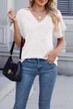 Loose Solid Color V-Neck Short Sleeved T-Shirt