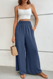 Solid Color Casual Flared Wide Leg Pants