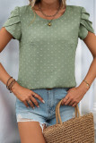 Solid Color Swiss Dot Short Sleeve Shirt