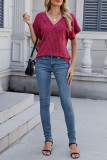 Loose Solid Color V-Neck Short Sleeved T-Shirt