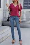 Loose Solid Color V-Neck Short Sleeved T-Shirt