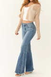 High Waisted Slim Fit Retro Elastic Flared Jeans