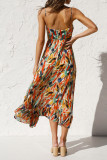 Printed Ruffle Edge Sleeveless Camisole Dress