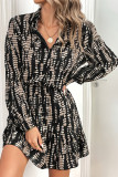Spring Autumn Wave Point V-Neck Dress