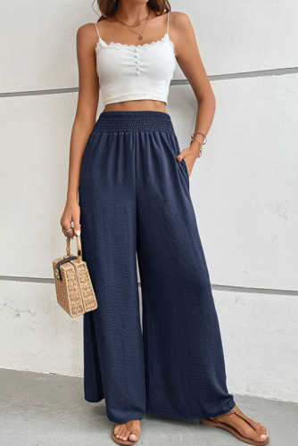 Solid Color Casual Flared Wide Leg Pants