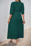 Summer V-Neck Waist Cinched Short Sleeved Dress