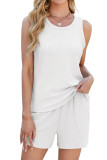 Round Neck Sleeveless Top Pocket Shorts Two-Piece Set