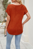Solid Color Pit Stripe Casual Short Sleeved T-Shirt