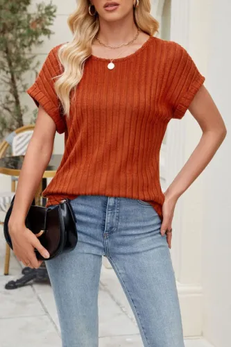 Solid Color Pit Stripe Casual Short Sleeved T-Shirt