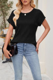 Solid Color Pit Stripe Casual Short Sleeved T-Shirt