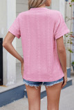 V-Neck Short Sleeved Solid Color T-Shirt