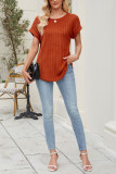 Solid Color Pit Stripe Casual Short Sleeved T-Shirt