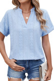 V-Neck Short Sleeved Solid Color T-Shirt