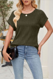 Solid Color Pit Stripe Casual Short Sleeved T-Shirt