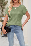 Solid Color Pit Stripe Casual Short Sleeved T-Shirt