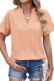 V-Neck Short Sleeved Solid Color T-Shirt