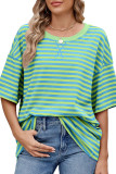 Striped Contrasting Short Sleeved T-Shirt