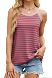 Round Neck Striped Contrasting Sleeveless Vest