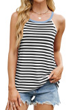 Round Neck Striped Contrasting Sleeveless Vest