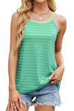 Round Neck Striped Contrasting Sleeveless Vest