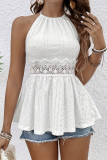Solid Color Neck Hanging Lace Sleeveless Vest