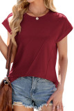 Solid Color Round Neck Loose Short Sleeved T-Shirt
