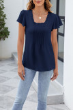 Solid Color Square Neck Short Sleeved T-Shirt