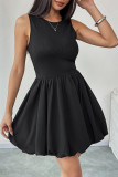 Solid Color Sleeveless Floral Bud Short Dress