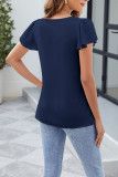 Solid Color Square Neck Short Sleeved T-Shirt