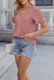 V-Neck Slim Fit Short Sleeved Ruffled T-Shirt