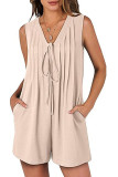 Summer Loose Sleeveless Pleated Jumpsuit Shorts