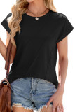 Solid Color Round Neck Loose Short Sleeved T-Shirt