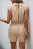New V-Neck Solid Color Jumpsuit Shorts
