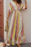 Bohemian Print Retro High Waisted Jumpsuit Pants