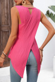 Solid Color Vest Cross Irregular Top