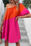 Slanted Shoulder Single Short Sleeve Loose Dress